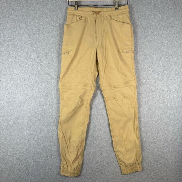 Eddie Bauer Boys Large Nylon Convertible Cargo Jogger Pants Tan Drawstring - Picture 1 of 9